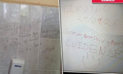 Mensajes de amenaza escritos en paredes y hojas en escuelas de Puebla alertando sobre posibles tiroteos