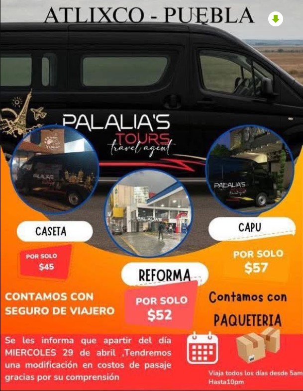 Anuncio de tarifas de transporte Atlixco Puebla con posible aumento a partir del 29 de abril