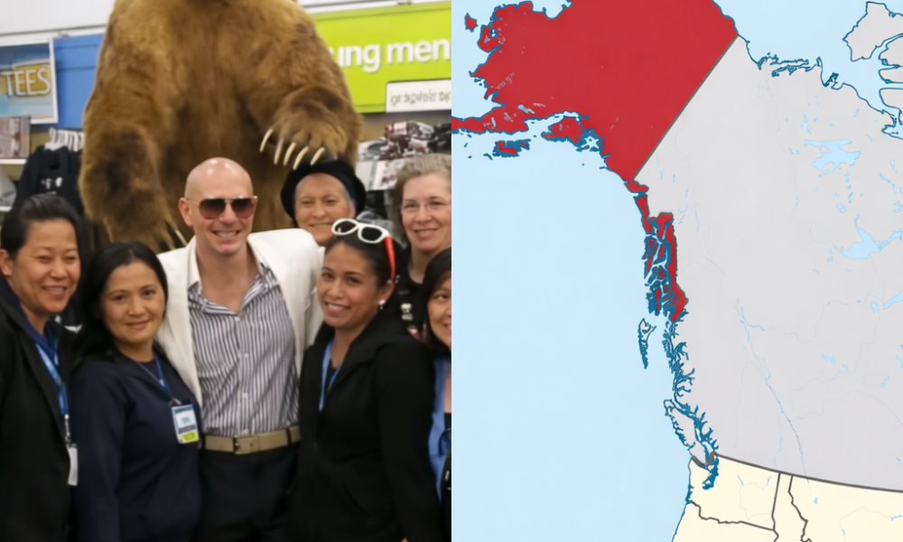 Personas posan junto a un artista internacional en tienda Walmart en Kodiak Alaska tras campaña viral