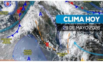 Mapa meteorológico de Puebla con pronóstico de lluvias ligeras para Atlixco, Angelópolis y Valles Centrales el 29 de mayo de 2026.