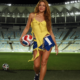 Shakira en estadio de futbol relacionada con anuncio de canción para el Mundial 2026