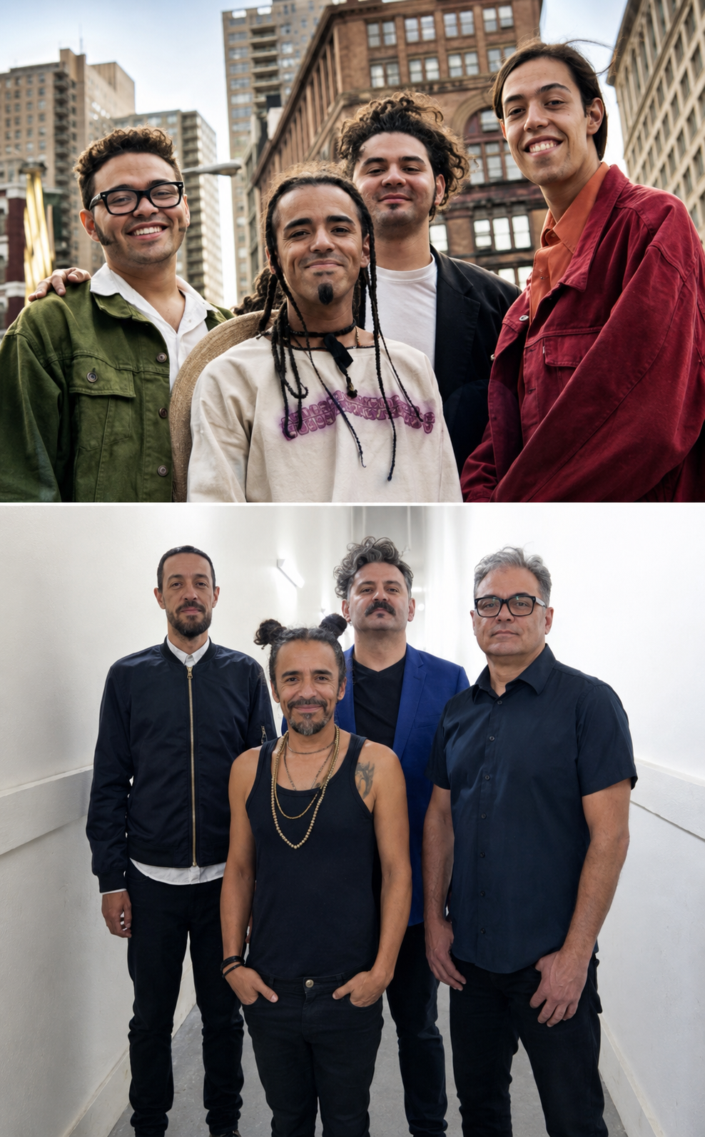 Integrantes de Café Tacvba durante distintas etapas de su trayectoria musical en México.