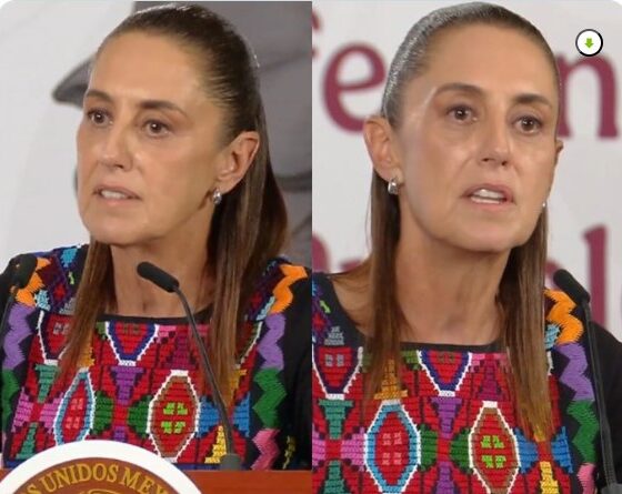 Claudia Sheinbaum durante conferencia mañanera del 18 de mayo de 2026 hablando sobre pacto criminal y seguridad en México.