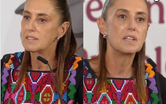 Claudia Sheinbaum durante conferencia mañanera del 18 de mayo de 2026 hablando sobre pacto criminal y seguridad en México.