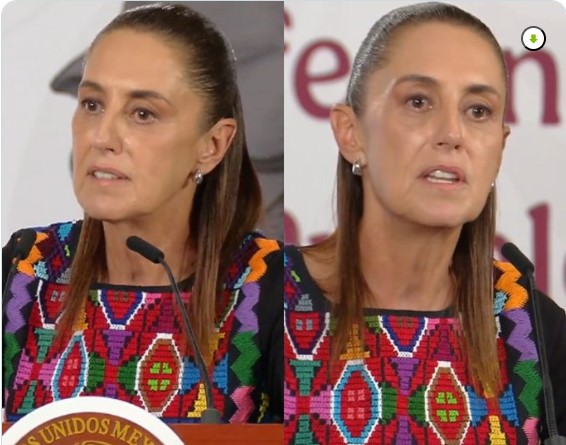 Claudia Sheinbaum durante conferencia mañanera del 18 de mayo de 2026 hablando sobre pacto criminal y seguridad en México.