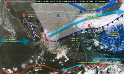 Mapa meteorológico mostrando lluvias y tormentas sobre Puebla y Atlixco