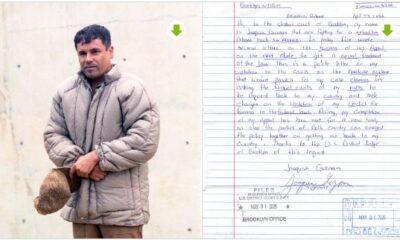 Joaquín Guzmán Loera junto a documento judicial relacionado con solicitud de extradición