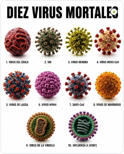 Representación gráfica de diez virus letales que han afectado a la humanidad