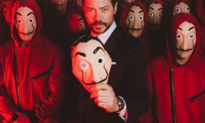 Personajes de La Casa de Papel con máscaras de Dalí durante promoción de nueva temporada