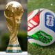 Trofeo oficial de la Copa Mundial FIFA junto al balón oficial del Mundial 2026