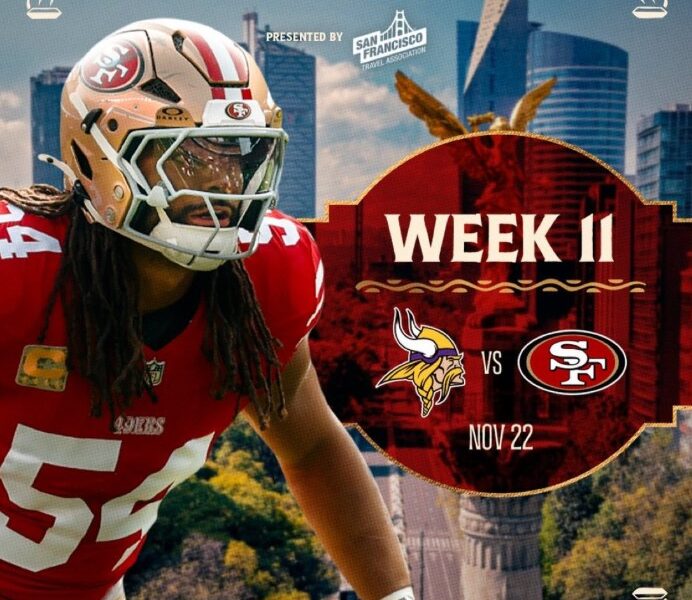 Promocional del juego NFL 2026 entre 49ers y Vikings en Ciudad de México