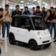 Prototipo del miniauto eléctrico mexicano Olinia presentado por el gobierno federal