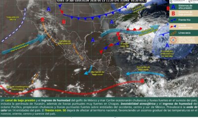 Mapa meteorológico de México con pronóstico de lluvias y calor para Puebla