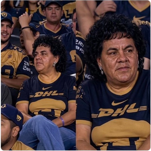 Aficionada de Pumas durante semifinales de Liga MX cuya imagen se volvió viral por supuesto parecido con Cuauhtémoc Blanco y Carmen Salinas.