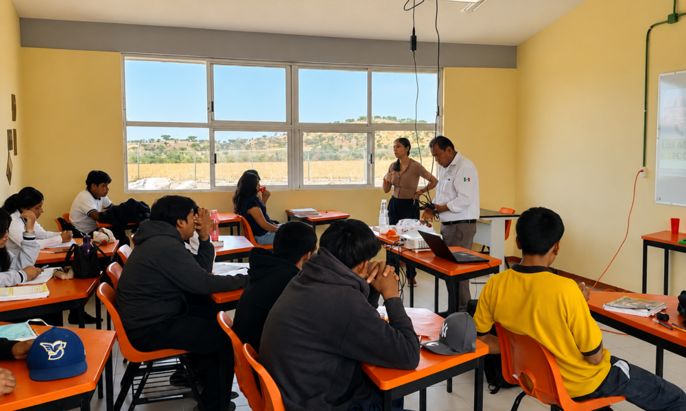 Plática de prevención del delito en el Bachillerato Digital 192 de San Diego El Organal en Huaquechula