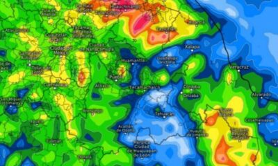 Mapa meteorológico de Puebla con pronóstico de lluvias intensas y tormentas por Frente Frío 50