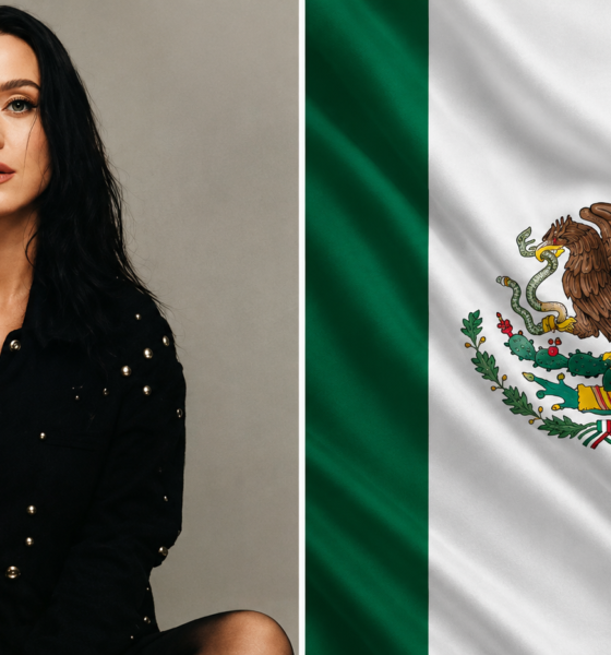Imagen de Katy Perry junto a la bandera de México tras anunciar concierto gratuito en la FENAPO 2026.