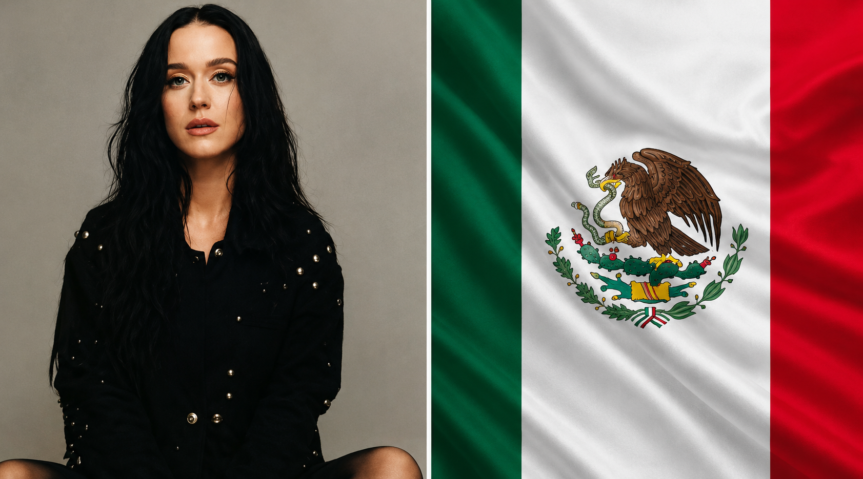 Imagen de Katy Perry junto a la bandera de México tras anunciar concierto gratuito en la FENAPO 2026.