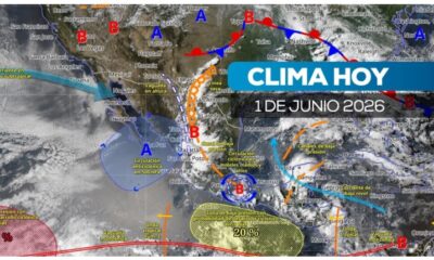 Mapa meteorológico que muestra el pronóstico de lluvias fuertes para Puebla y el Valle de Atlixco.