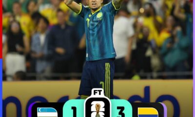 Jugador colombiano celebra la victoria 3-1 sobre Uzbekistán durante el Mundial FIFA 2026.
