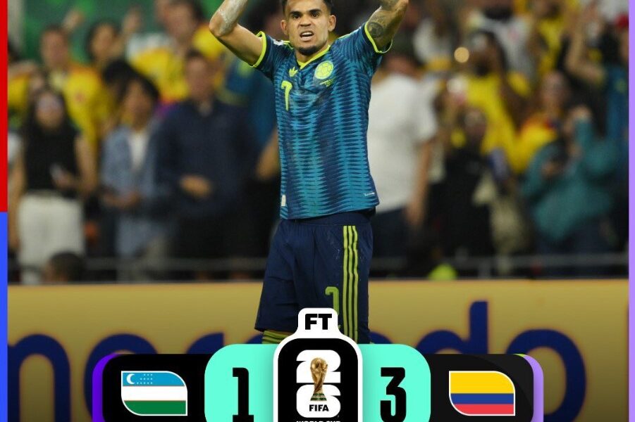 Jugador colombiano celebra la victoria 3-1 sobre Uzbekistán durante el Mundial FIFA 2026.