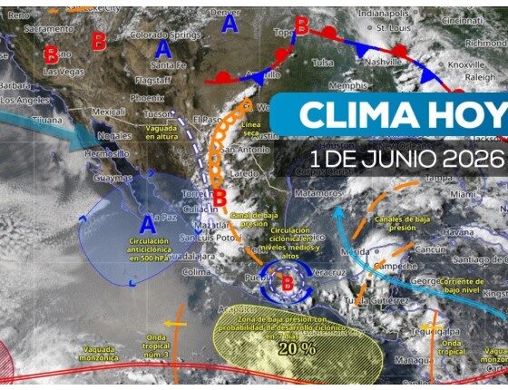 Mapa meteorológico que muestra el pronóstico de lluvias fuertes para Puebla y el Valle de Atlixco.