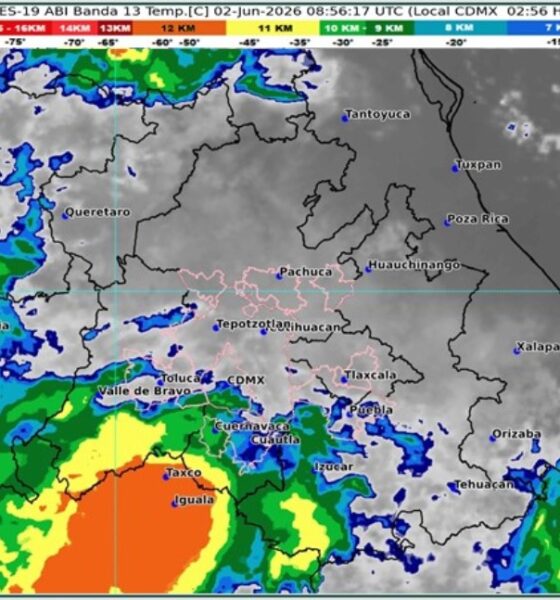 Mapa meteorológico nacional con pronóstico de lluvias para Puebla y el Valle de Atlixco.
