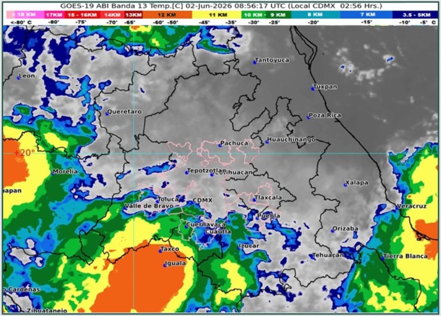 Mapa meteorológico nacional con pronóstico de lluvias para Puebla y el Valle de Atlixco.