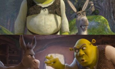 Comparación visual entre el diseño clásico y el nuevo diseño de Shrek y Burro mostrado en el primer tráiler oficial de Shrek 5.