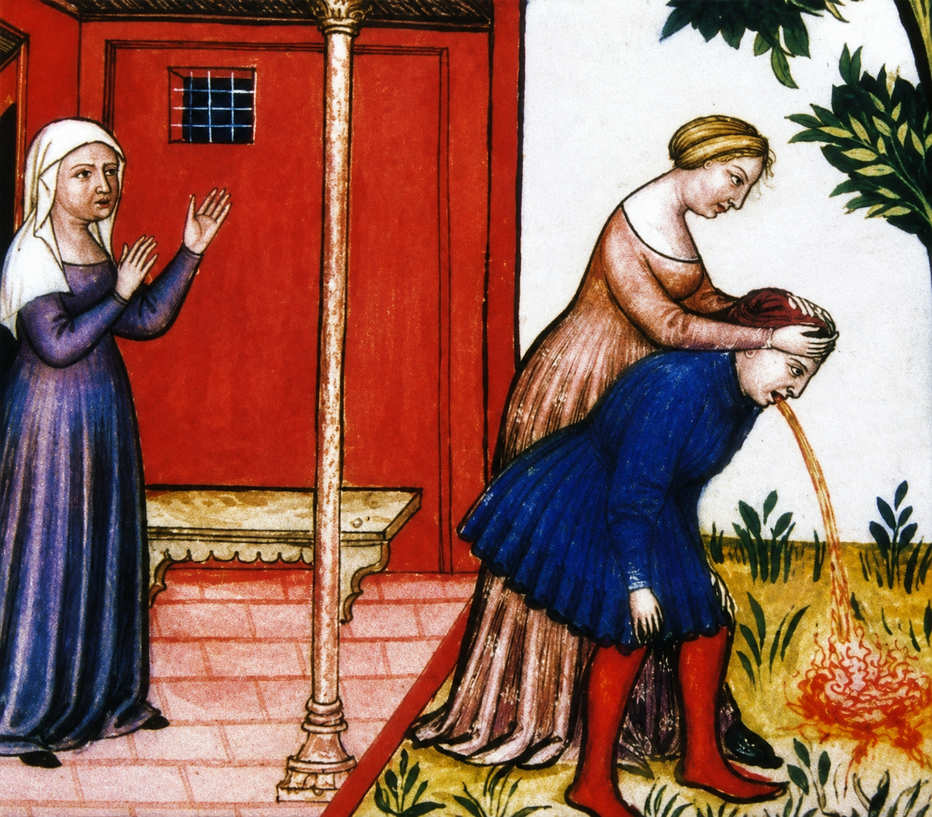 Ilustración medieval utilizada en publicaciones virales sobre una supuesta práctica de envenenamiento de esposos en Francia durante la Edad Media, historia que carece de evidencia histórica comprobada.