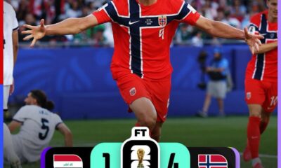 Erling Haaland celebra uno de los goles de Noruega durante la victoria 4-1 sobre Irak en la Copa Mundial de la FIFA 2026.