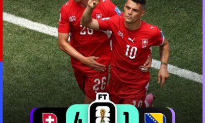 Jugadores de Suiza celebran la victoria 4-1 sobre Bosnia y Herzegovina durante la fase de grupos de la Copa Mundial de la FIFA 2026.