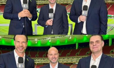 Christian Martinoli y Luis García aparecen en un estadio durante la cobertura del Mundial 2026.