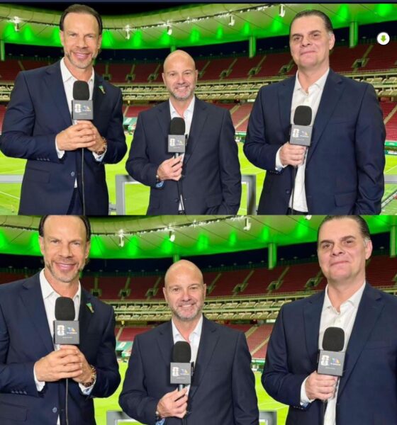 Christian Martinoli y Luis García aparecen en un estadio durante la cobertura del Mundial 2026.