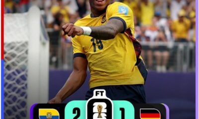 Jugador de la Selección de Ecuador celebra uno de los goles de la victoria 2-1 sobre Alemania durante la última jornada del Grupo E de la Copa Mundial de la FIFA 2026, resultado que aseguró la clasificación ecuatoriana a la fase de eliminación directa.