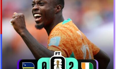 Jugador de la Selección de Costa de Marfil celebra uno de los goles anotados por Nicolas Pépé durante la victoria 2-0 sobre Curazao en la última jornada del Grupo E de la Copa Mundial de la FIFA 2026, resultado que aseguró la histórica clasificación marfileña a la fase de eliminación directa.