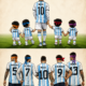 Ilustración de Lionel Messi acompañado por futbolistas argentinos en su infancia y en la actualidad, representando generaciones unidas por el Mundial 2026.