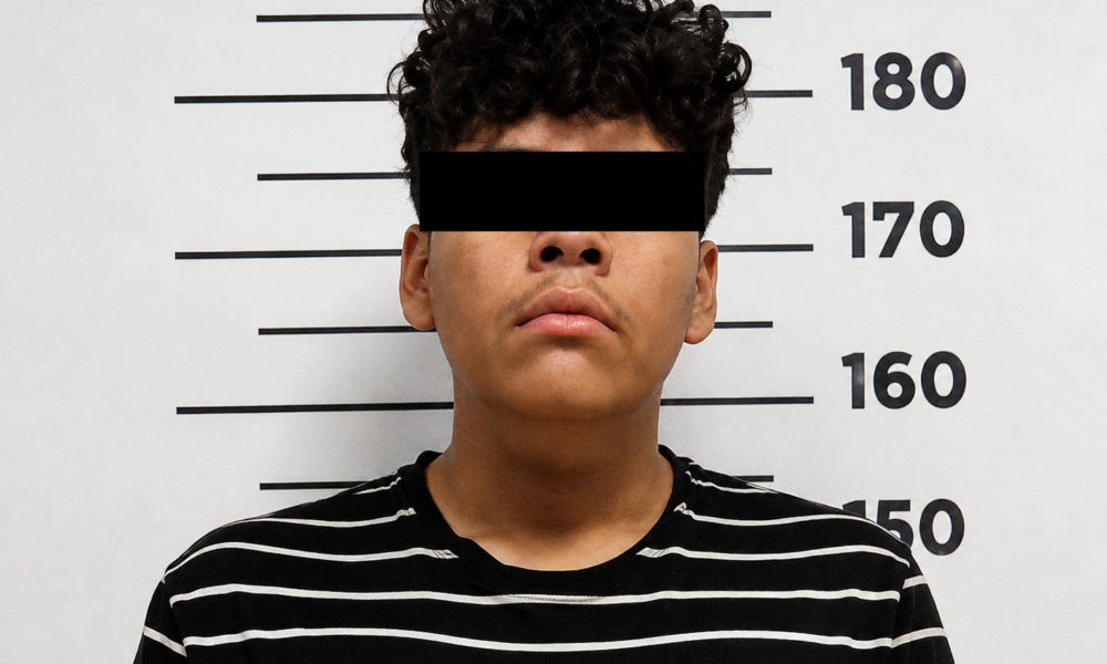 Fotografía de un joven detenido por autoridades tras una investigación relacionada con delitos cometidos mediante plataformas digitales.