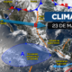 Mapa meteorológico de México mostrando sistemas atmosféricos que generan lluvias y chubascos en Puebla y el Valle de Atlixco durante junio de 2026.