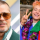 Fotografía de Brad Pitt y uno de sus hijos durante una nota relacionada con el uso del apellido Jolie en una ceremonia de graduación realizada en Los Ángeles.