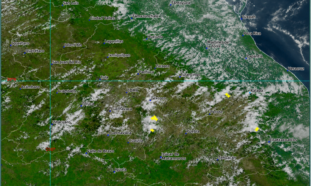 Mapa meteorológico del 15 de junio de 2026 mostrando lluvias, tormentas eléctricas, onda tropical número 7 y condiciones climáticas para Puebla, Atlixco y el centro de México.