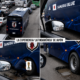 Autobús de la selección de Japón detenido en Monterrey mientras personal revisa una rueda cerca de un bache en la vialidad rumbo al Mundial 2026.