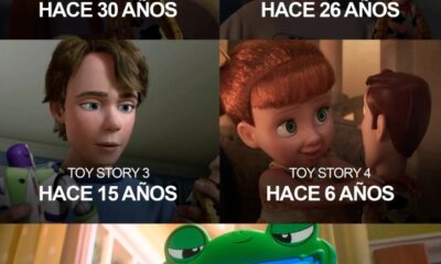 Cronología de las películas Toy Story desde 1995 hasta el próximo estreno de Toy Story 5, mostrando la evolución de Woody y los personajes principales.