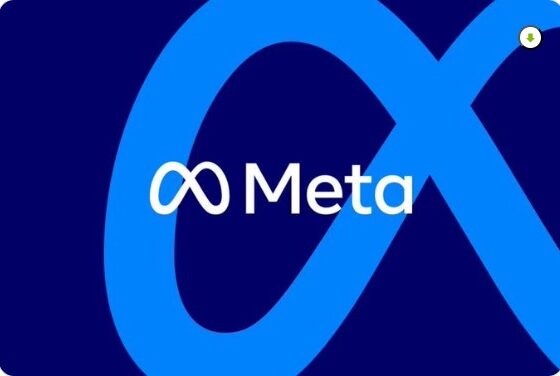 Logotipo de Meta, empresa propietaria de Facebook, WhatsApp e Instagram, tras reportes de fallas globales en sus plataformas.
