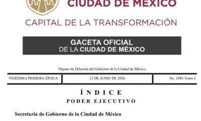 Portada de la Gaceta Oficial de la Ciudad de México donde se anuncia la aplicación de Ley Seca durante el partido México vs Chequia del Mundial FIFA 2026.