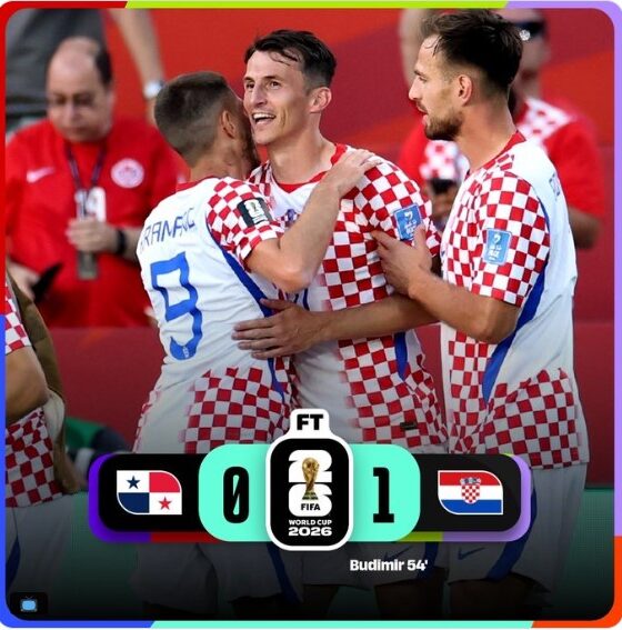Jugadores de Croacia celebran el gol de Budimir en la victoria 1-0 sobre Panamá durante la Copa Mundial FIFA 2026.