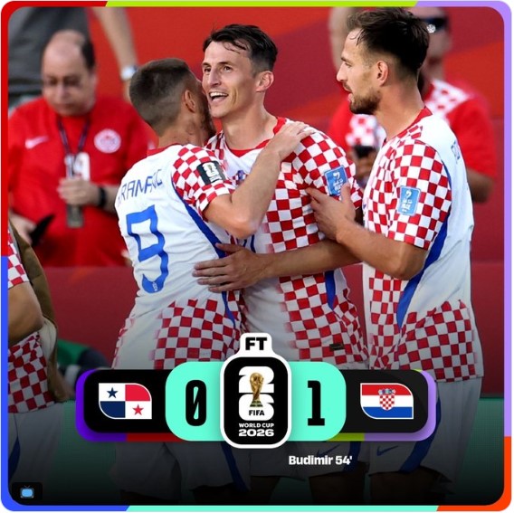 Jugadores de Croacia celebran el gol de Budimir en la victoria 1-0 sobre Panamá durante la Copa Mundial FIFA 2026.