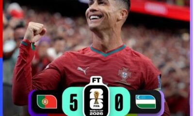 Cristiano Ronaldo celebra durante la victoria de Portugal por 5-0 sobre Uzbekistán en la Copa Mundial FIFA 2026.