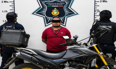 Motocicleta recuperada por la Secretaría de Seguridad Ciudadana de Atlixco tras un reporte ciudadano en la colonia El Barreal.