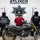 Motocicleta recuperada por la Secretaría de Seguridad Ciudadana de Atlixco tras un reporte ciudadano en la colonia El Barreal.